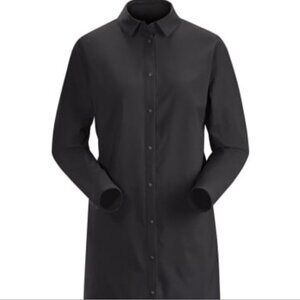 Arc'teryx Contenta Top Women's XL Black Long Sleeve Shirt Dress Snap Up Pockets